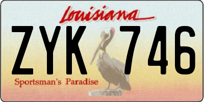 LA license plate ZYK746