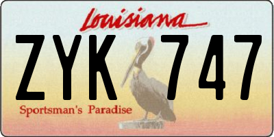 LA license plate ZYK747