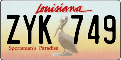 LA license plate ZYK749