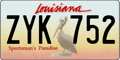 LA license plate ZYK752