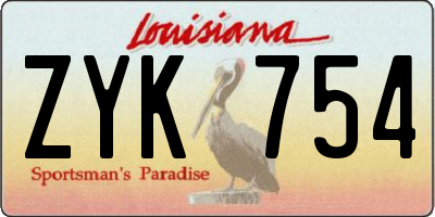 LA license plate ZYK754