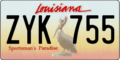 LA license plate ZYK755