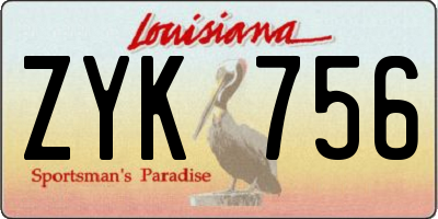 LA license plate ZYK756