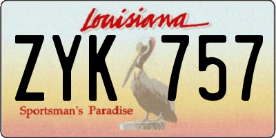 LA license plate ZYK757