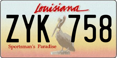 LA license plate ZYK758