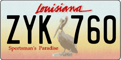 LA license plate ZYK760