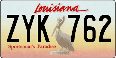 LA license plate ZYK762