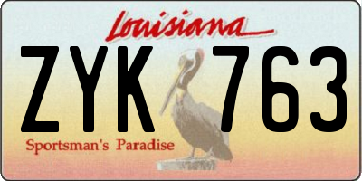 LA license plate ZYK763