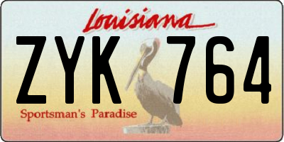 LA license plate ZYK764