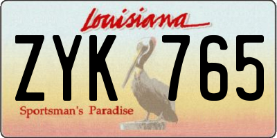 LA license plate ZYK765