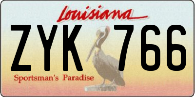 LA license plate ZYK766