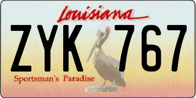 LA license plate ZYK767