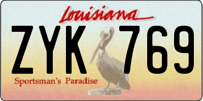 LA license plate ZYK769