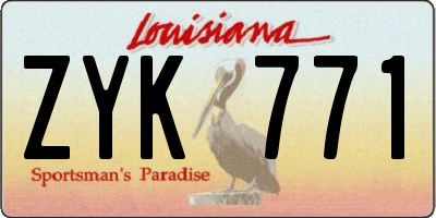 LA license plate ZYK771