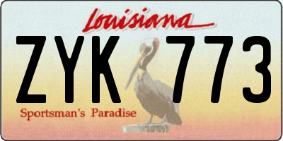 LA license plate ZYK773