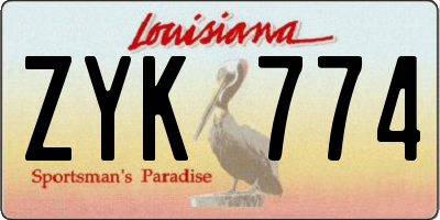 LA license plate ZYK774