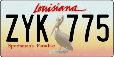 LA license plate ZYK775