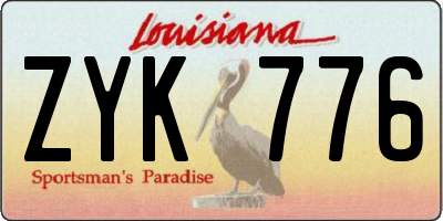 LA license plate ZYK776