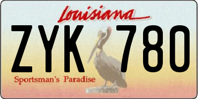 LA license plate ZYK780