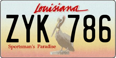 LA license plate ZYK786