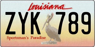 LA license plate ZYK789