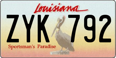 LA license plate ZYK792