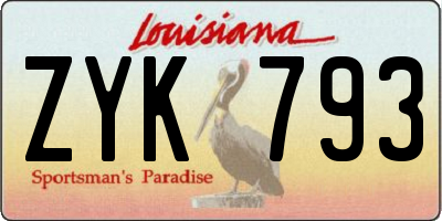 LA license plate ZYK793