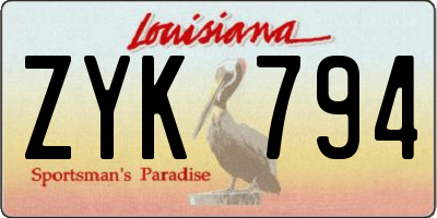 LA license plate ZYK794