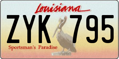 LA license plate ZYK795