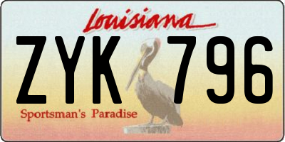 LA license plate ZYK796