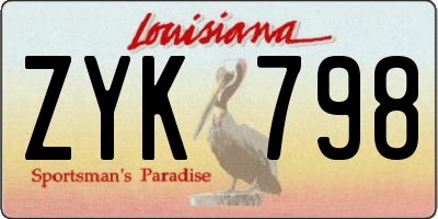 LA license plate ZYK798