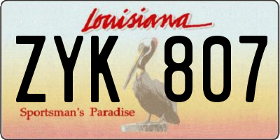 LA license plate ZYK807