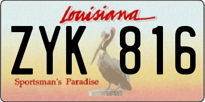 LA license plate ZYK816