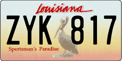 LA license plate ZYK817