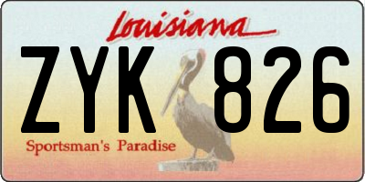 LA license plate ZYK826