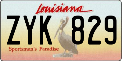 LA license plate ZYK829