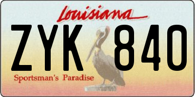 LA license plate ZYK840