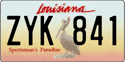 LA license plate ZYK841