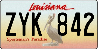 LA license plate ZYK842