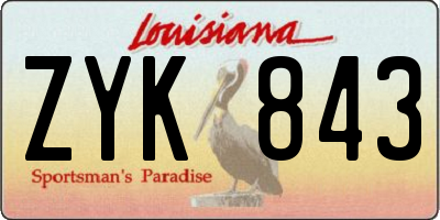 LA license plate ZYK843