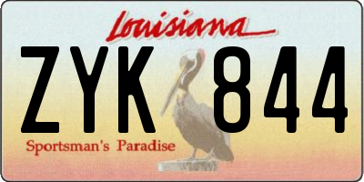 LA license plate ZYK844