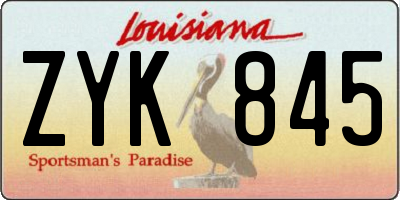 LA license plate ZYK845