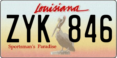 LA license plate ZYK846