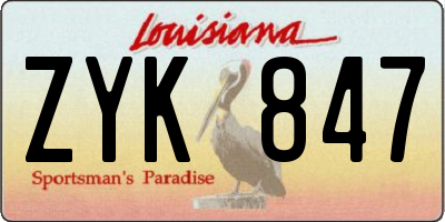 LA license plate ZYK847