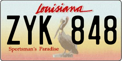 LA license plate ZYK848