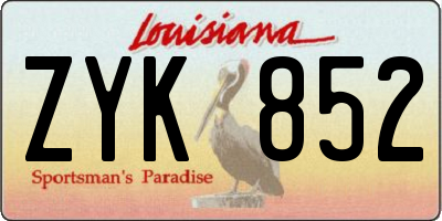 LA license plate ZYK852