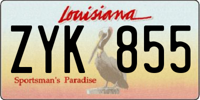 LA license plate ZYK855