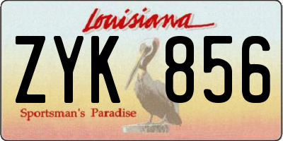 LA license plate ZYK856