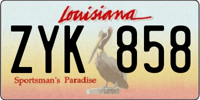 LA license plate ZYK858