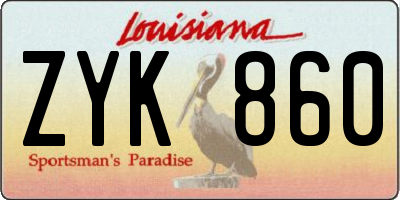 LA license plate ZYK860